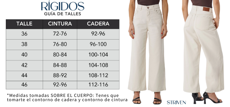 tabla de talles jean 